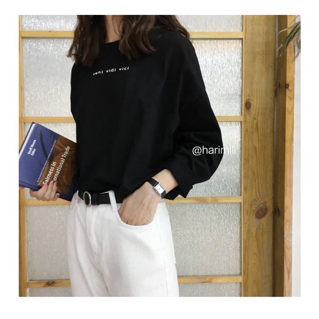 Áo Thun Tay Dài Form Rộng Phong Cách Hàn Quốc Ulzzang thu đông VINI VIDI VICI - Ảnh thật ở cuối | BigBuy360 - bigbuy360.vn