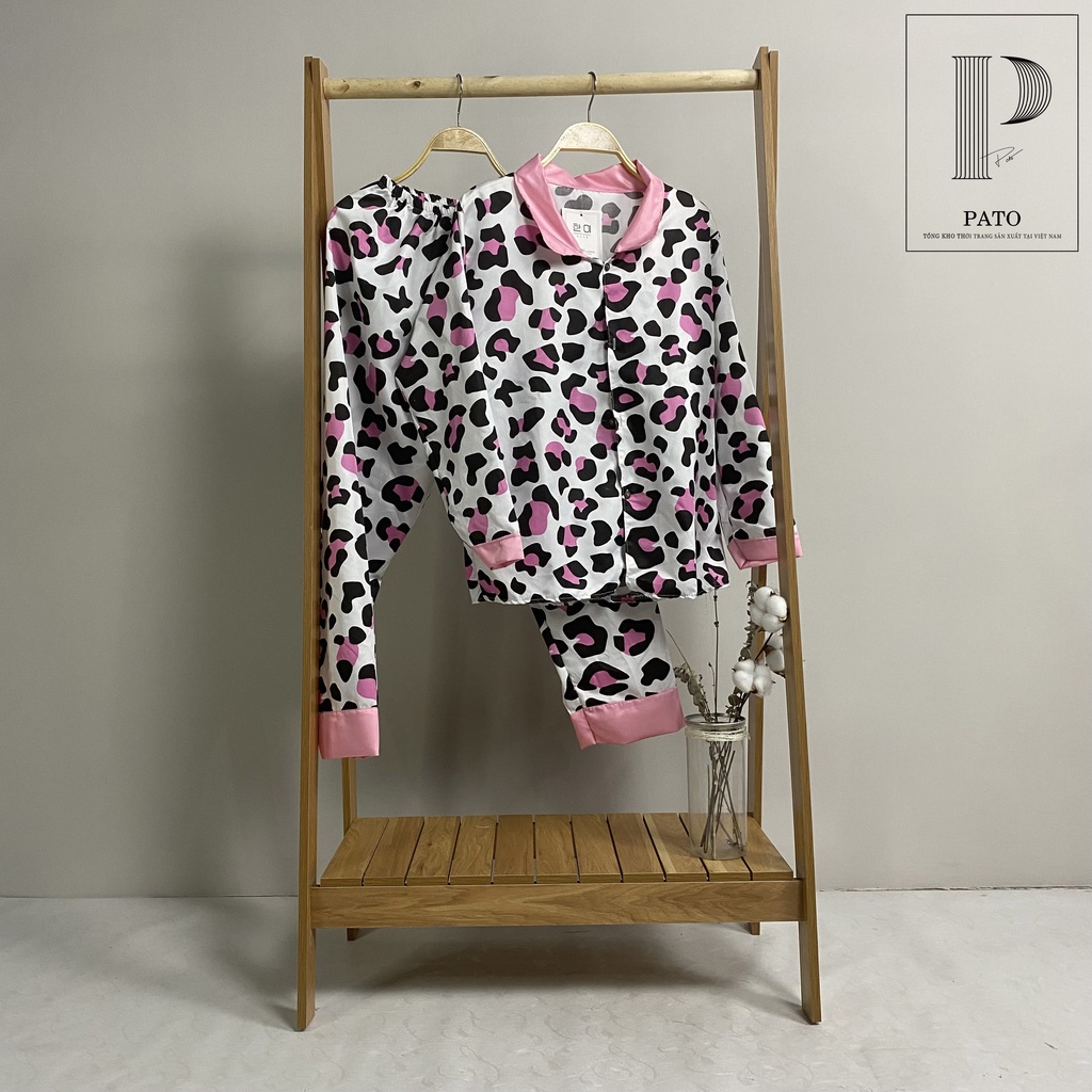 Bộ đồ ngủ hoa văn siêu đẹp tay dài quần dài cổ bèo, pijama chất kate giặt không phai, không nhàu (ảnh shop chụp) | BigBuy360 - bigbuy360.vn