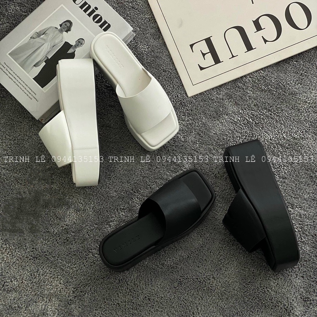 Dép Quai Ngang Nữ Đế Xuồng Cao 7cm Cao Cấp Hot Trend 2022 TRINH LÊ SHOP GIÀY DÉP