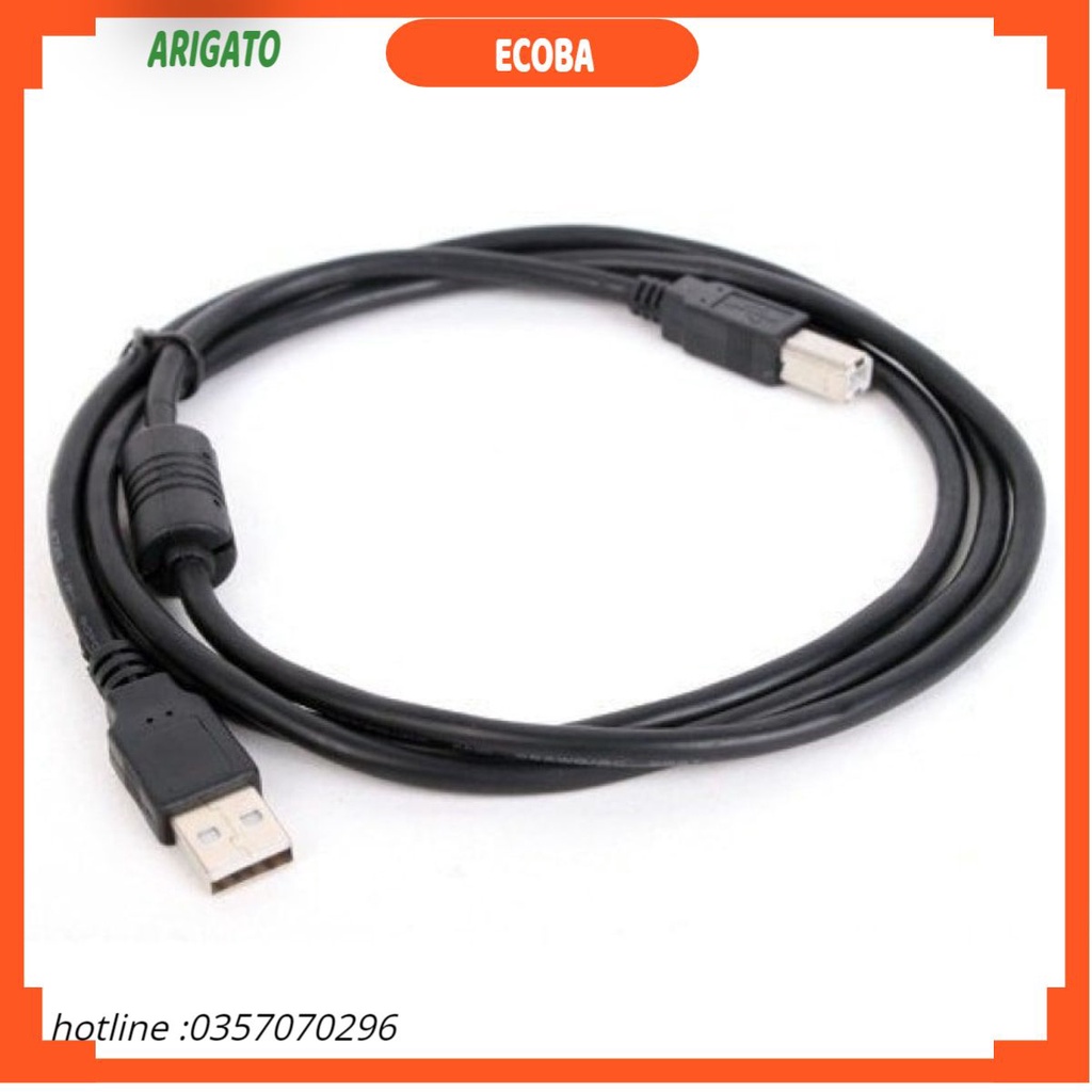 Dây cáp máy in cổng USB 2.0 đen dài 1M 1.5M 3M 5M kết nối máy in với máy tính PC laptop chống nhiễu tốt ECOBA