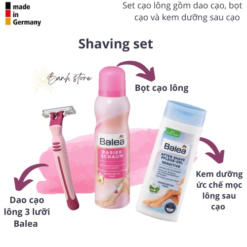Set Bọt - Kem - Dao Cạo lông Balea cực kì tiết kiệm - nội địa Đức
