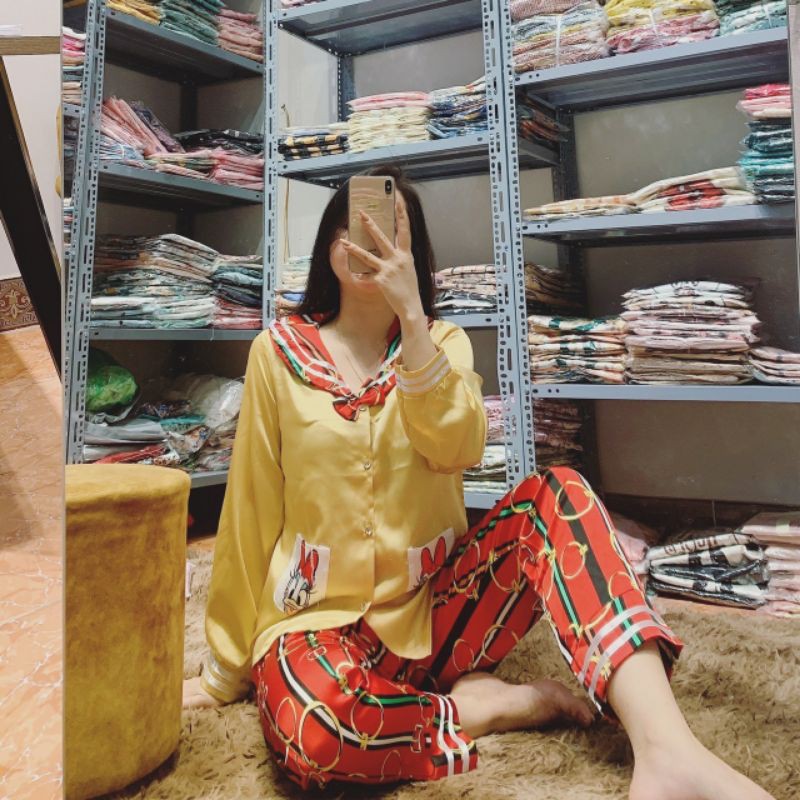 đồ bộ tiểu thư lụa satin quần dài