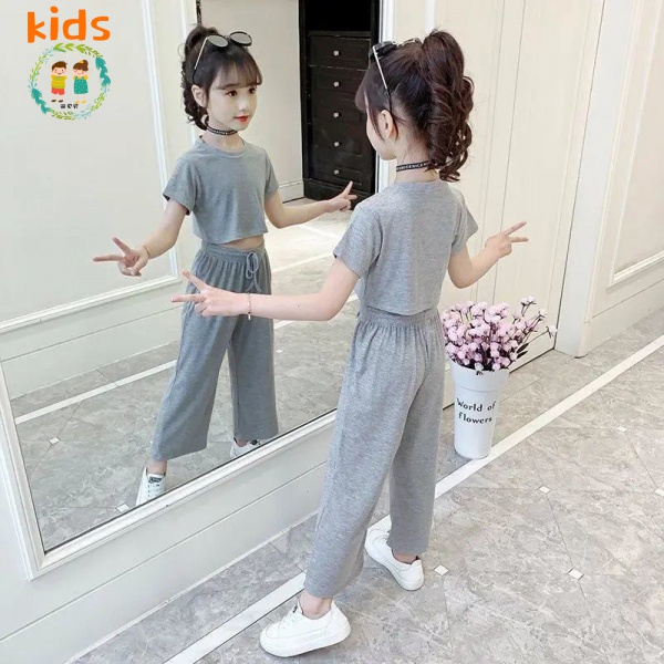 Set Đồ Mùa Hè 2022 Gồm Áo Thun Tay Ngắn + Quần Dài Cho Bé 3-5-8-10-12-13 Tuổi