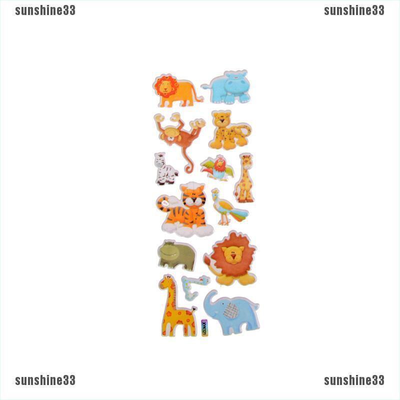 Bộ Sticker 3D Hình Động Vật Hoạt Hình Xinh Xắn Dành Cho Bé