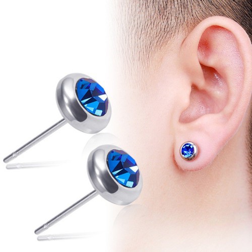 Bông Tai Nam Đính Đá Nhân Tạo Titan Ko Đen TT 3381