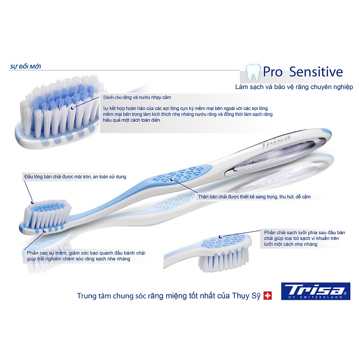 Bàn Chải Đánh Răng Dành Cho Răng Nướu Nhạy Cảm Trisa Pro Sensitive Bàn Chải Có Các Sợi Cước Siêu Mềm