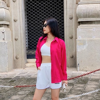 Áo sơ mi vạt bầu tay dài nhiều màu vải mới 2024 Callene (L2459)