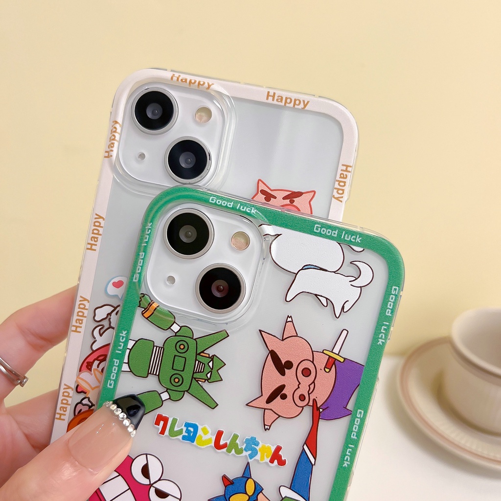 Samsung Galaxy S22 S20 S21 FE 5G Note 10 Lite S10 Plus 20 Ultra A53 A33 A23 A13 A73 M23 M51 M52 4G 5 Clear Cartoon Crayon Shin-chan family superman Tpu Airbag Shockproof Soft Phone Case 1HLE 37