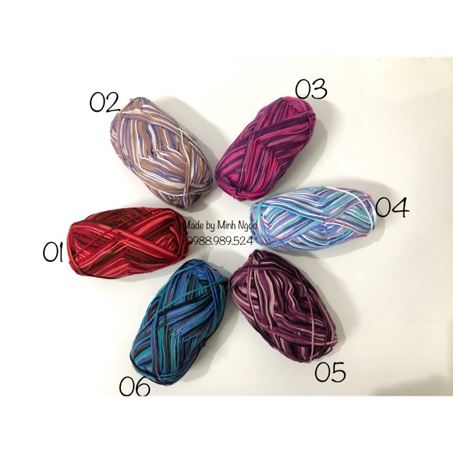 Sợi loang 50g/cuộn - 50% acrylic + 50% cotton