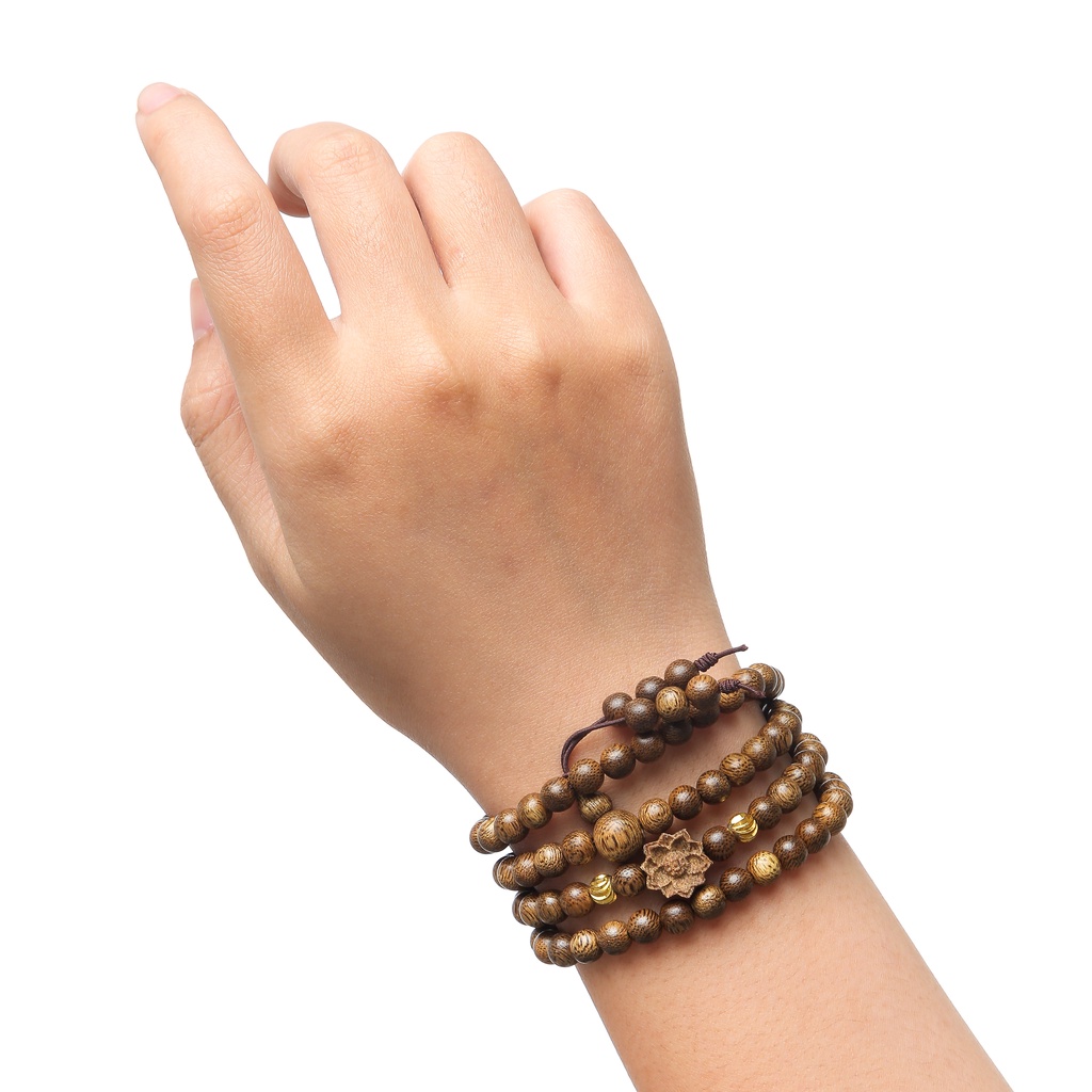 Vòng tay trầm hương 108 hạt 6mm, 8mm, chuỗi tràng hạt trầm tốc tự nhiên đơn, mix sen vàng, bảo hành vòng trầm trọn đời | BigBuy360 - bigbuy360.vn