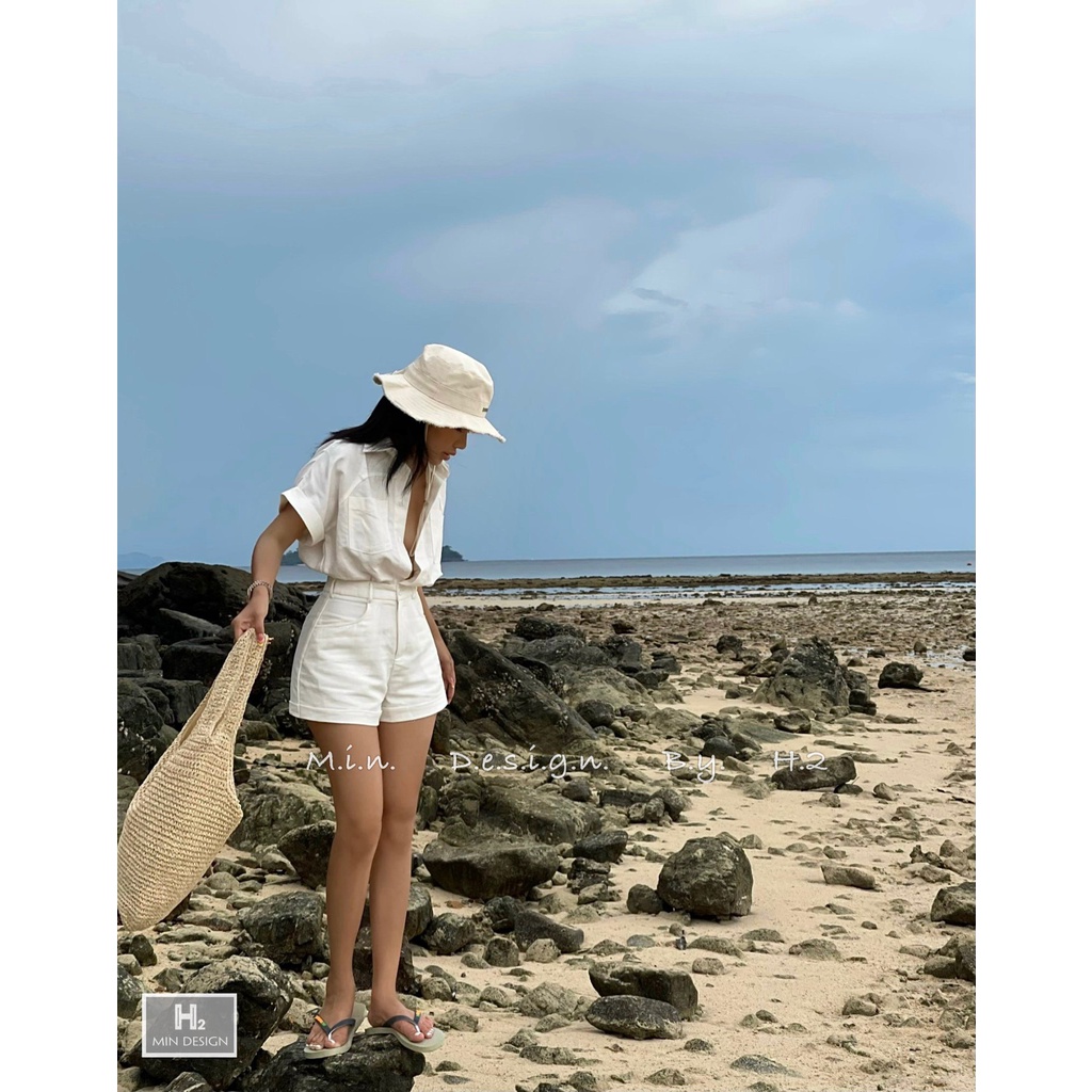 Jum nữ cổ đức cổ vest tay ngắn chất đũi loại một 2 size S, M xịn xòI Trần Hân Shop 5168
