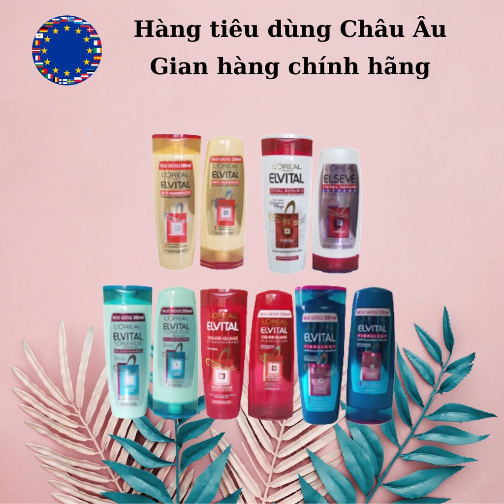 Cặp dầu gội, dầu xả Loreal Elseve, chắm sóc tóc, ngăn ngừa gầy, gãy rụng, khô xơ, phục hồi tóc hư tổn