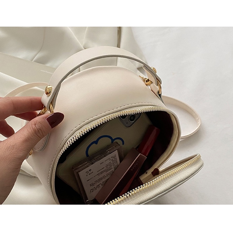 Túi đeo chéo IELGY hình tròn khóa kéo tùy chọn màu sắc đơn giản cho nữ
