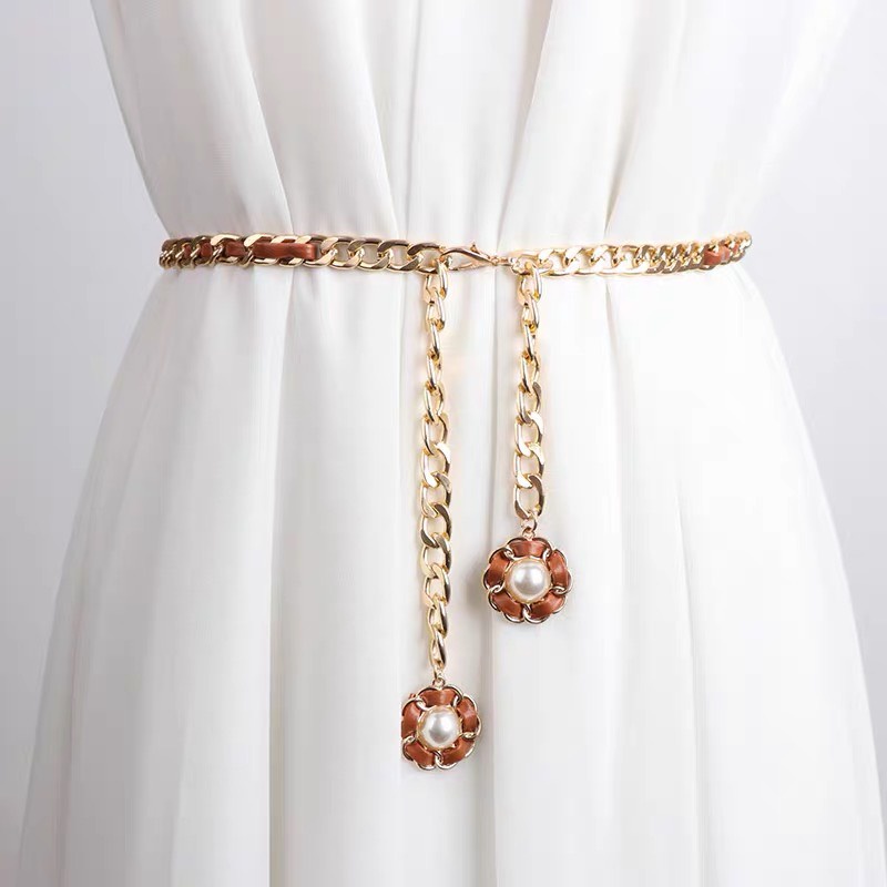 Dây xích hoa mix da 3 màu thắt váy cực sang chảnh dành cho bạn nữ