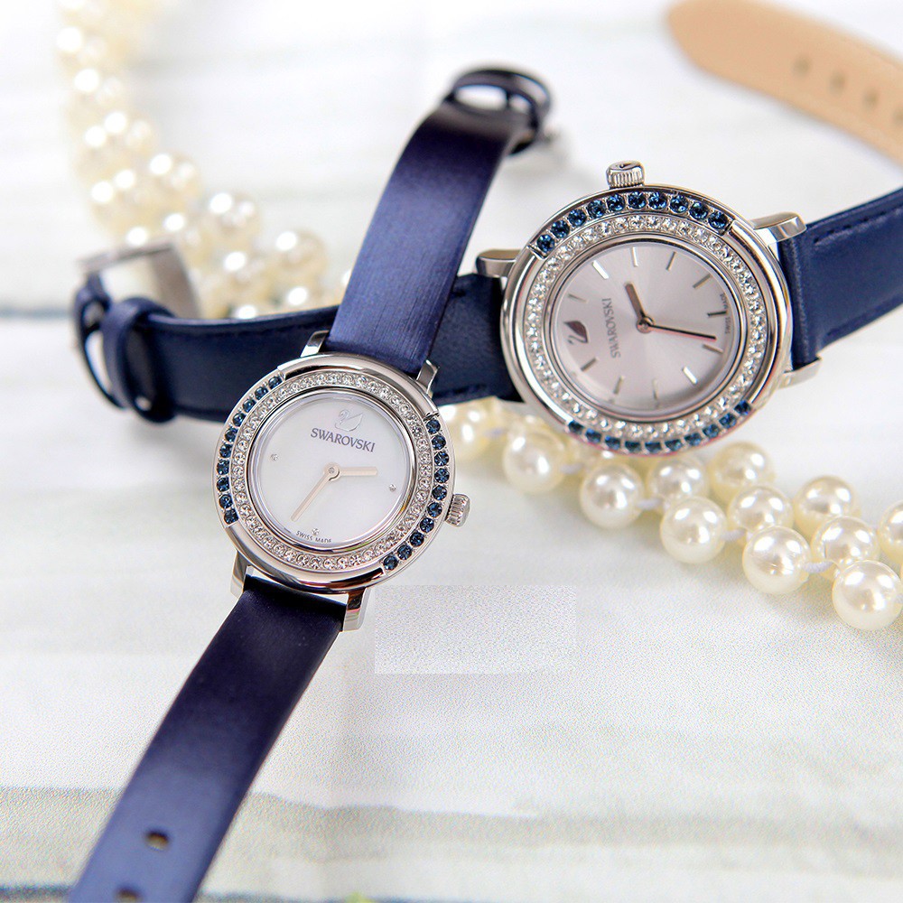 Đồng Hồ Nữ Swarovski Dây Da Xanh Navy 5243722 28mm Chính Hãng