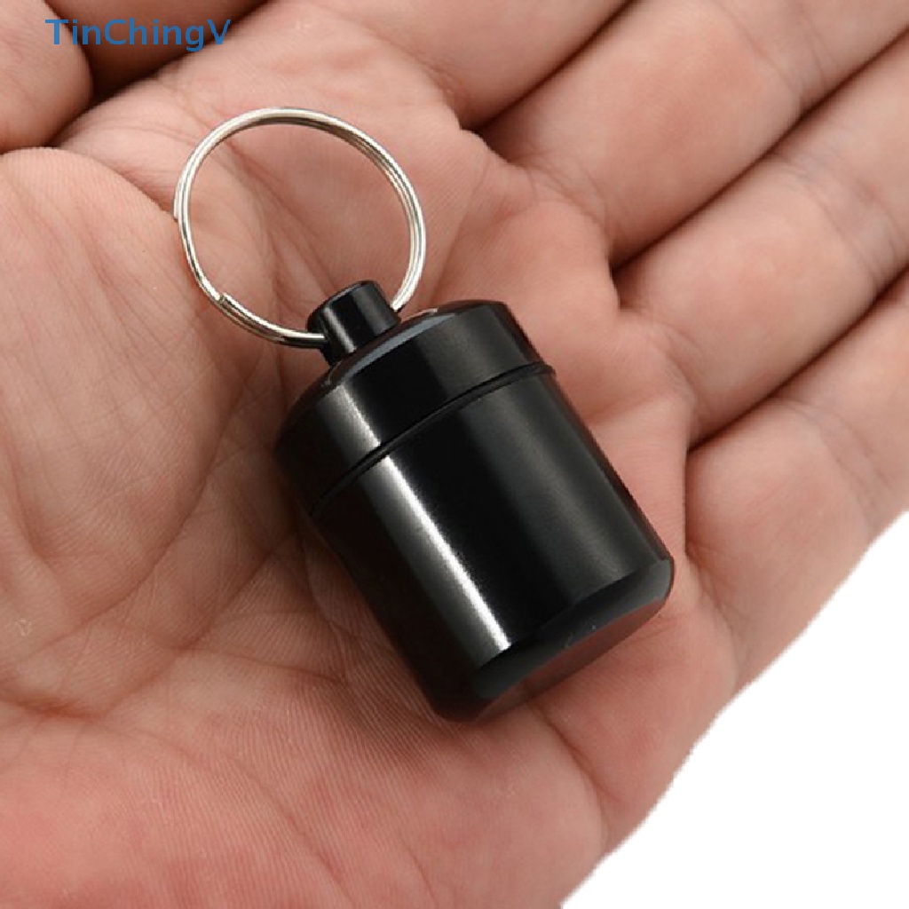 1 Hộp Đựng Thuốc Mini Bằng Hợp Kim Nhôm Chống Thấm Nước Có Móc Khóa Tiện Dụng