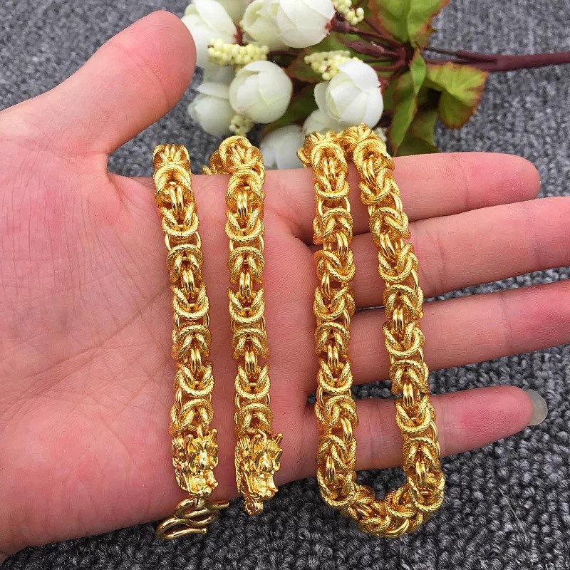 Dây chuyền nam rồng cuộn 2 đầu mạ vàng 18K