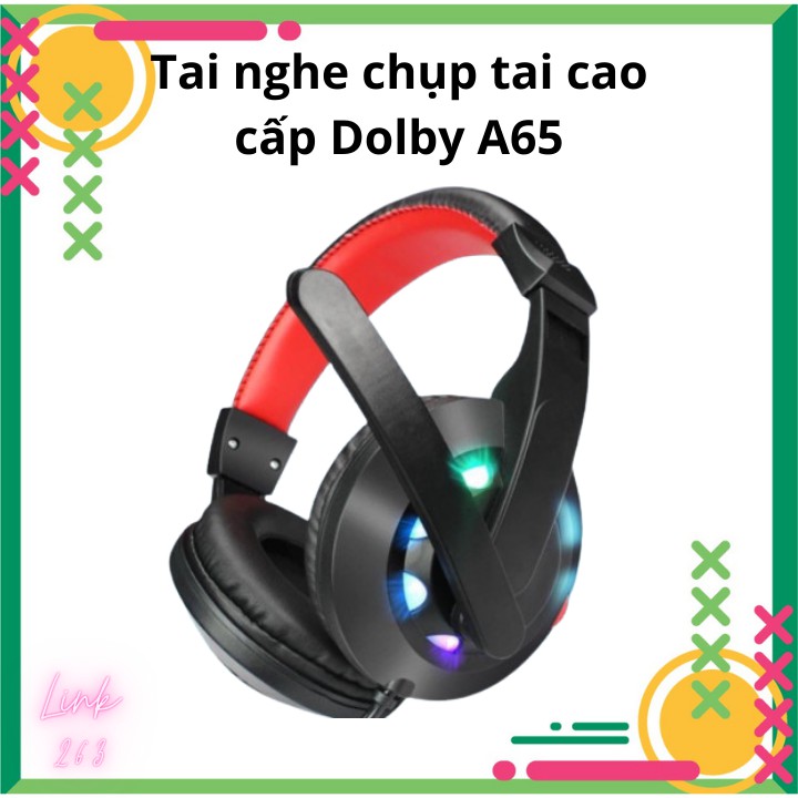 Tai nghe chụp tai cao cấp Dolby A65 dùng cho học Online– Chính hãng– Có mic và tai jack 3.5 & Usb- Chất lượng cao