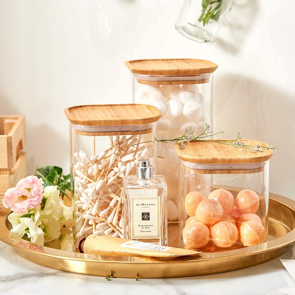 Hũ đựng bằng thủy tinh Borosilicate có nắp đậy kín khí dáng vuông trong suốt dùng đựng thực phẩm cho nhà bếp cao