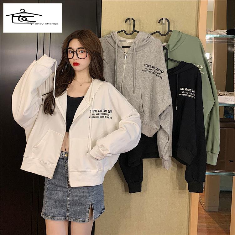 Bán Chạy ~ Áo Khoác Cardigan Có Mũ Trùm Dáng Rộng Thoải Mái Dễ Phối Đồ Phong Cách Hàn Quốc