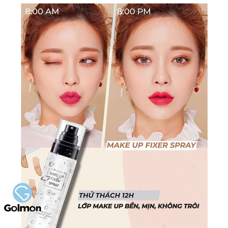 Xịt khoáng khóa lớp make up MAKEUP FIXER SPRAY ánh nhũ giữ lớp trang điểm lâu trôi và cấp ẩm tức thì cho làn da Golmon