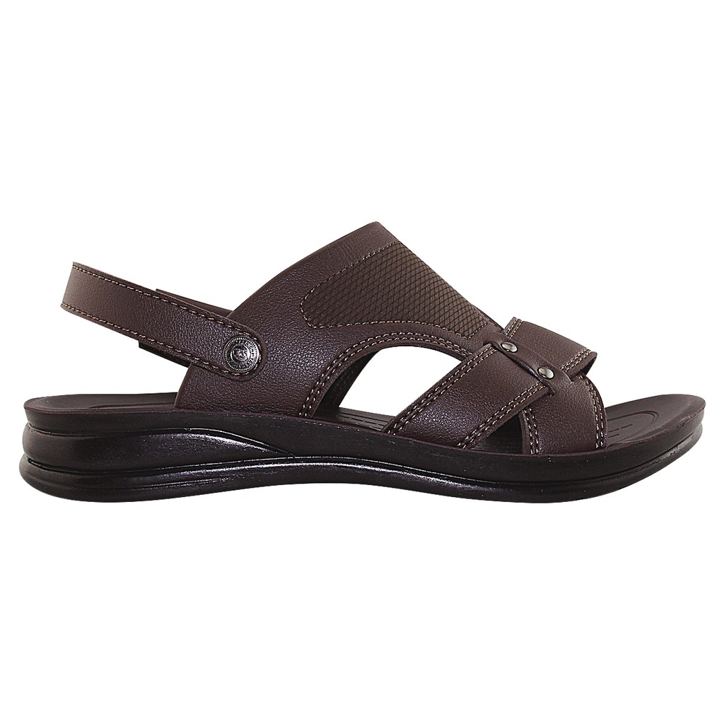 GIÀY SANDAL QUAI HẬU DA ĐẾ BẰNG NAM BITA'S SUM.95 (ĐEN + NÂU) - BITAS