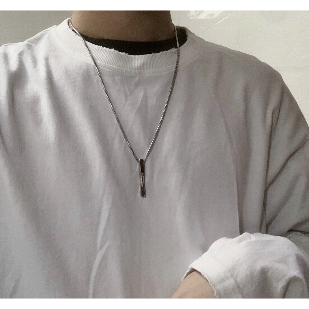 Dây Chuyền Nam Nữ Unisex Basic Veins Brick Kuu Studio Hình Khối Xoắn Màu Bạc Đẹp - Vòng Cổ Chất Ngầu Hàn Quốc Titan