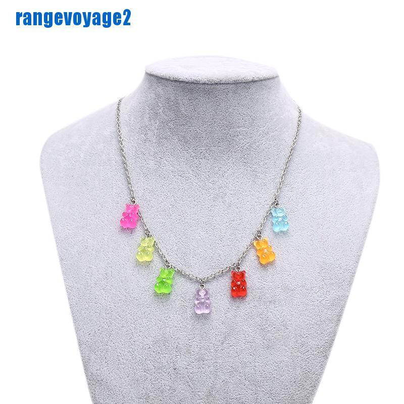 HANDMADE VN (Hàng Mới Về) vòng cổ Mặt Hình Gấu Bằng Thép Titan Màu Kẹo Ngọt Xinh Xắn