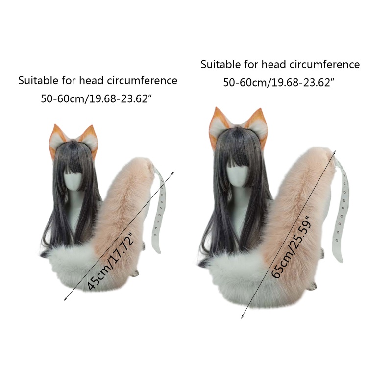 Băng Đô Cài Tóc Đính Đuôi Cáo Giả Bằng Lông Hóa Trang Halloween