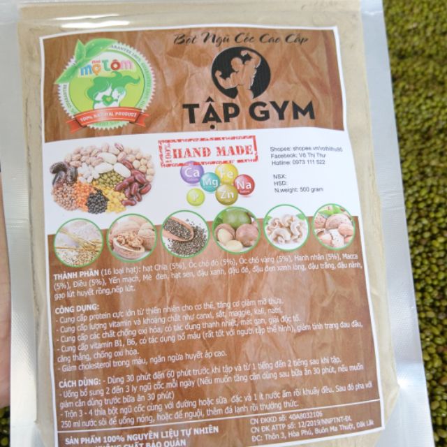 BỘT NGŨ CỐC CHO NGƯỜI TẬP GYM - YOGA (1KG) có ATVSTP, NGŨ CỐC DINH DƯỠNG, GRANOLA, HẠNH NHÂN, HẠT ĐIỀU, ÓC CHÓ, MACCA