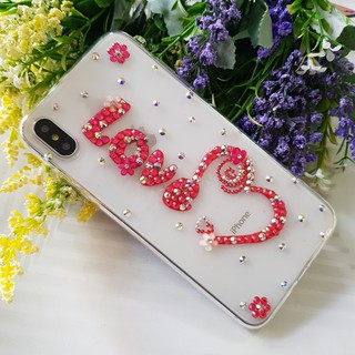 [IB DÒNG ĐT]Ốp lưng handmade đính đá love họa tiết