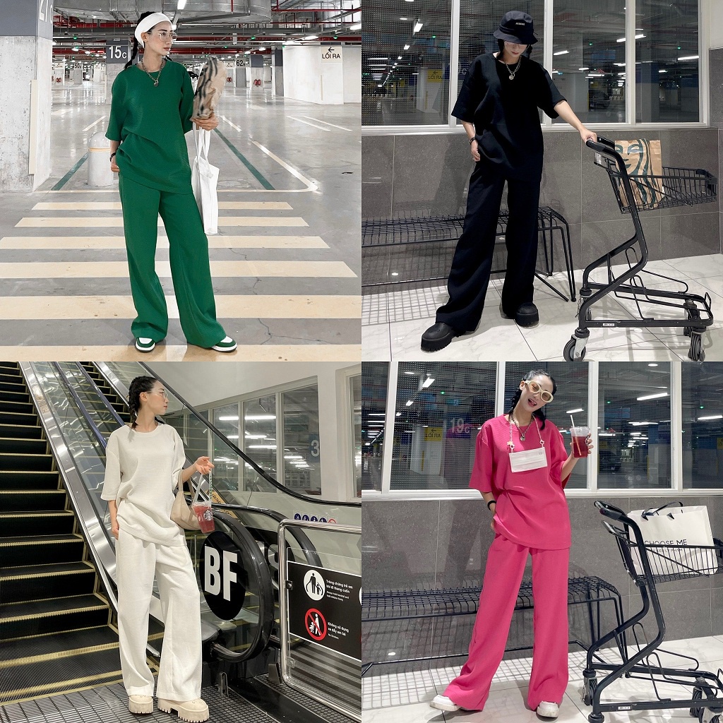 Set bộ nữ áo cộc tay quần dài , set đồ dáng oversize 4 màu Choose Me KLP