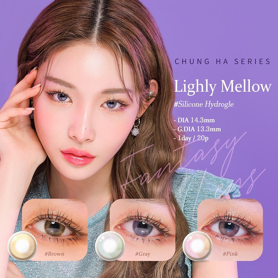 [Lens 1 Ngày] Áp Tròng LIGHLY MELLOW PINK - LENS TOWN KOREA Lens Ẩm Cao Giãn Nhẹ Tông Tây, Phù Hợp Cho Mắt Nhạy Cảm