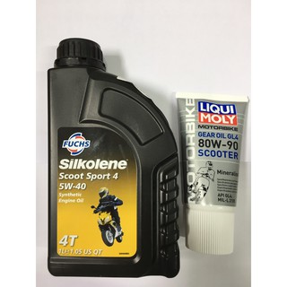 Combo Nhớt Fuchs Silkolene Scoot Sport 4 5W40 1L + Nhớt hộp số Liqui Moly Gear Oil 80W-90 Scooter 150ml