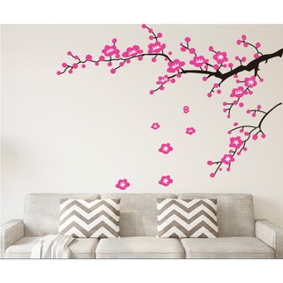 Decal trang trí tường nhánh cây Hoa Mai hồng đào