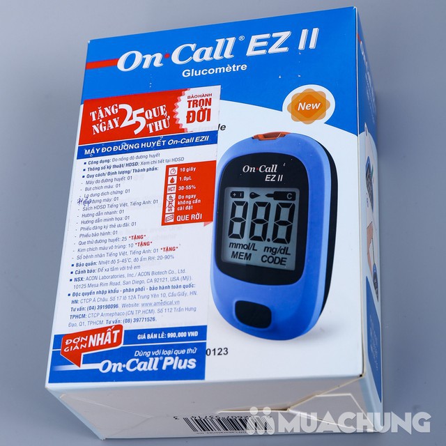 Máy Đo Đường Huyết Acon OnCall Ez II tặng kèm 25 que thử on call Plus. Máy đo tiểu đường chính hãng