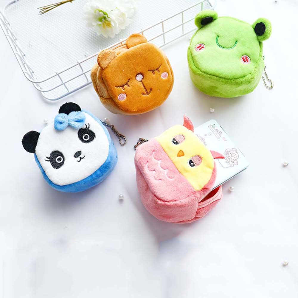 Ví đựng tiền xu mini bằng vải bông in họa tiết hoạt hình dễ thương cho nữ