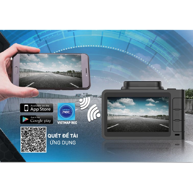 Camera hành trình Vietmap R4A 4K Pin siêu tụ điện, có WIFI,GPS, có nhận diện biển báo,Tặng thẻ 32G