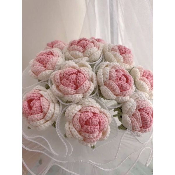 Hoa hồng len handmade