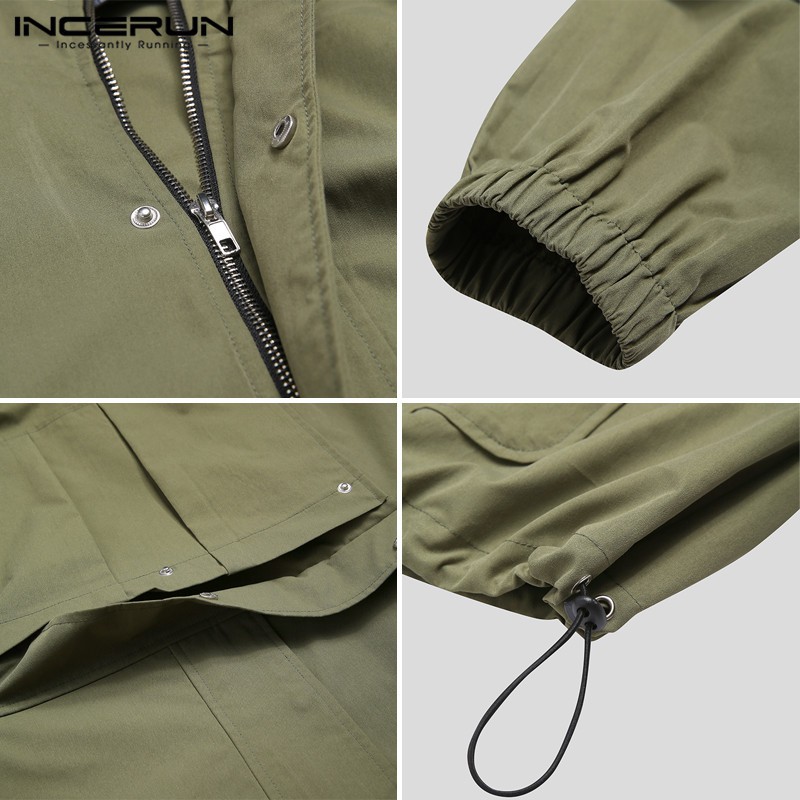 Áo INCERUN tay dài thiết kế phối mũ phong cách Hàn Quốc trẻ trung cho nam | BigBuy360 - bigbuy360.vn