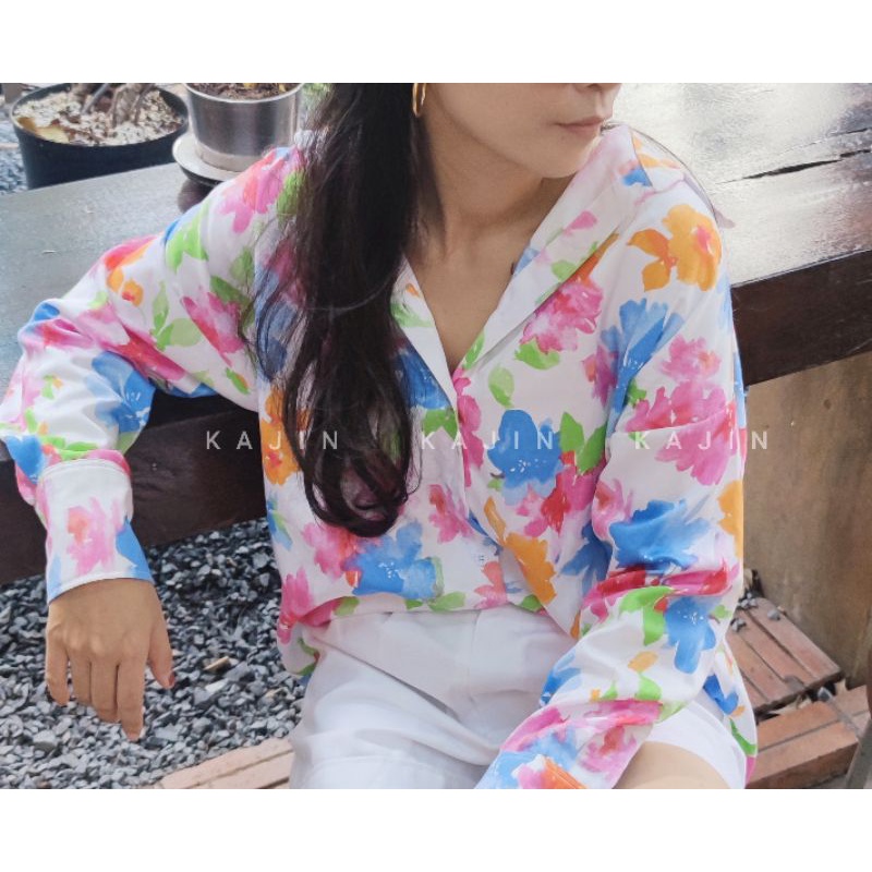 Áo cotton Hàn họa tiết oversized