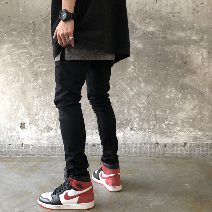 Quần Jean Nam Đen Trơn DT OFFICIAL Dáng Skinny Vải Co Giãn Không Phai Màu | BigBuy360 - bigbuy360.vn