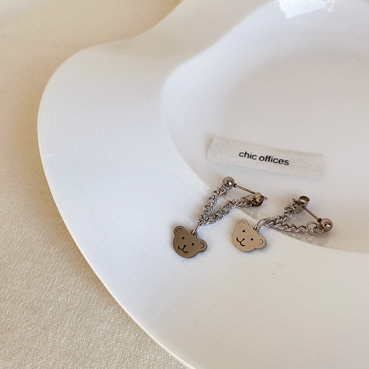 Bông tai kim loại mặt hình gấu xinh xắn dành cho nữ