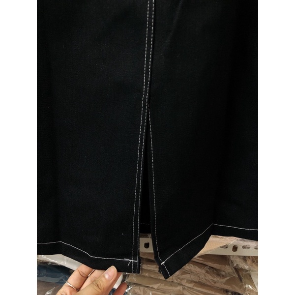 Chân váy kaki jean đen dáng dài (Ảnh thật/Video)