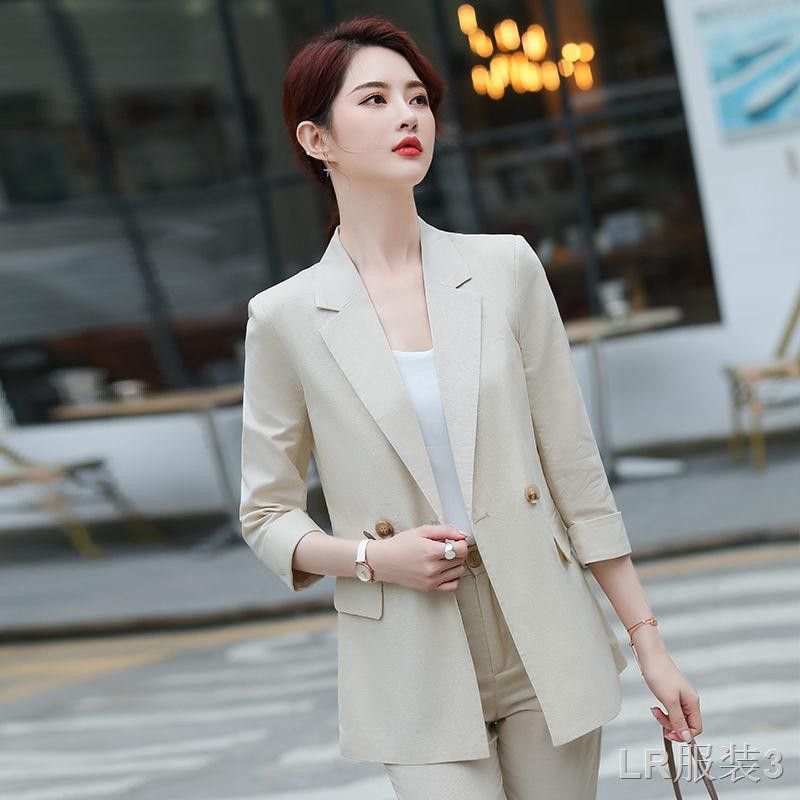 Bộ đồ của phụ nữ 2020 Mùa xuân Phiên bản mới Hàn Quốc nghề nghiệp dài giản dị Net Smudged Dressl