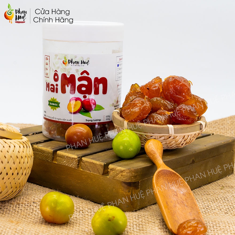 Ô mai xí muội mận khía xào gừng chua ngọt Phan Huệ hộp 100g 300g 500g đặc sản Hà Nội