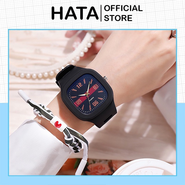 Đồng Hồ Thể Thao Nam Nữ HATA D400 Dây Cao Su Form Vuông Cực Đẹp - Hata24h
