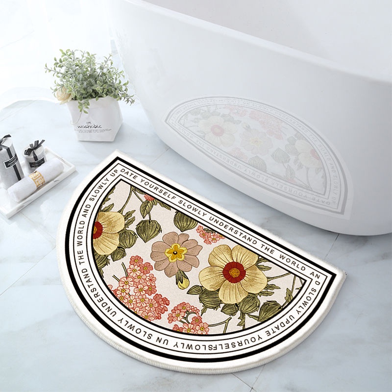 Thảm chùi chân hình tròn hút nước chống trượt nhanh khô kích thước 40*60cm