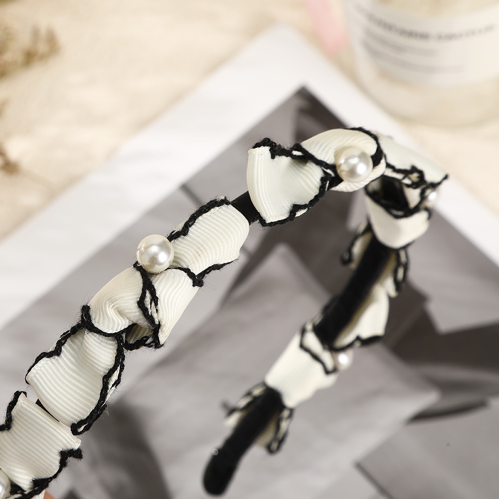 Cài tóc Haimeikang phối vải đính ngọc trai thời trang dành cho nữ