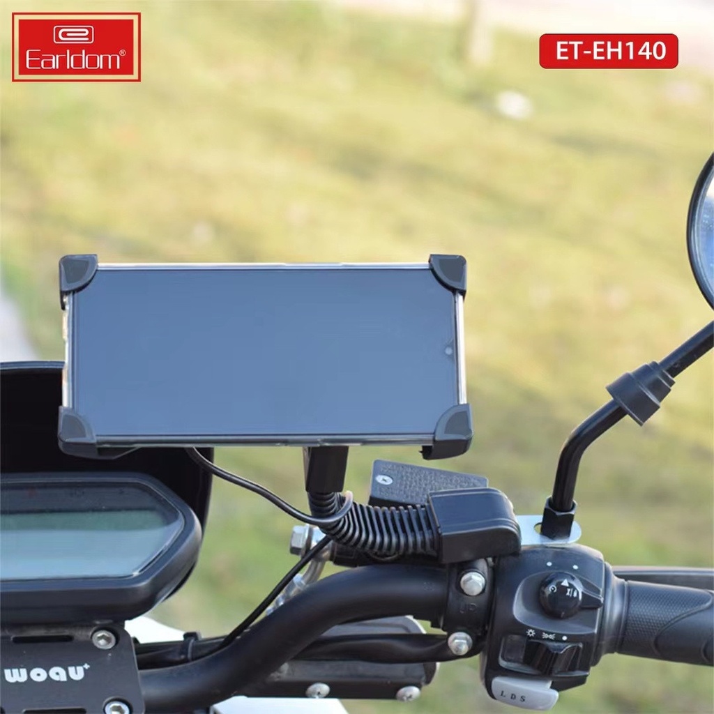 Kẹp Điện Thoại Chân Gương Xe Máy Earldom ET-EH140, khả năng quay 360 độ, thích hợp cho điện thoại từ 3.5inch-6.5inch.